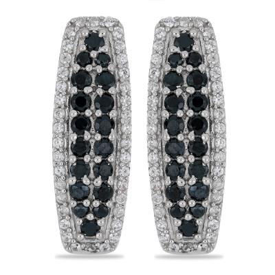 BUY 925 SILVER WITH BLACK SPINEL GEMSTONE EARRING